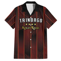 Custom Trinbago Cricket Knight Riders Family Matching Off The Shoulder Long Sleeve Dress and Hawaiian Shirt Palm Leaves with Vertical Stripes Sporty Style - Wonder Print Shop