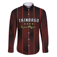 Custom Trinbago Cricket Knight Riders Family Matching Off The Shoulder Long Sleeve Dress and Hawaiian Shirt Palm Leaves with Vertical Stripes Sporty Style - Wonder Print Shop