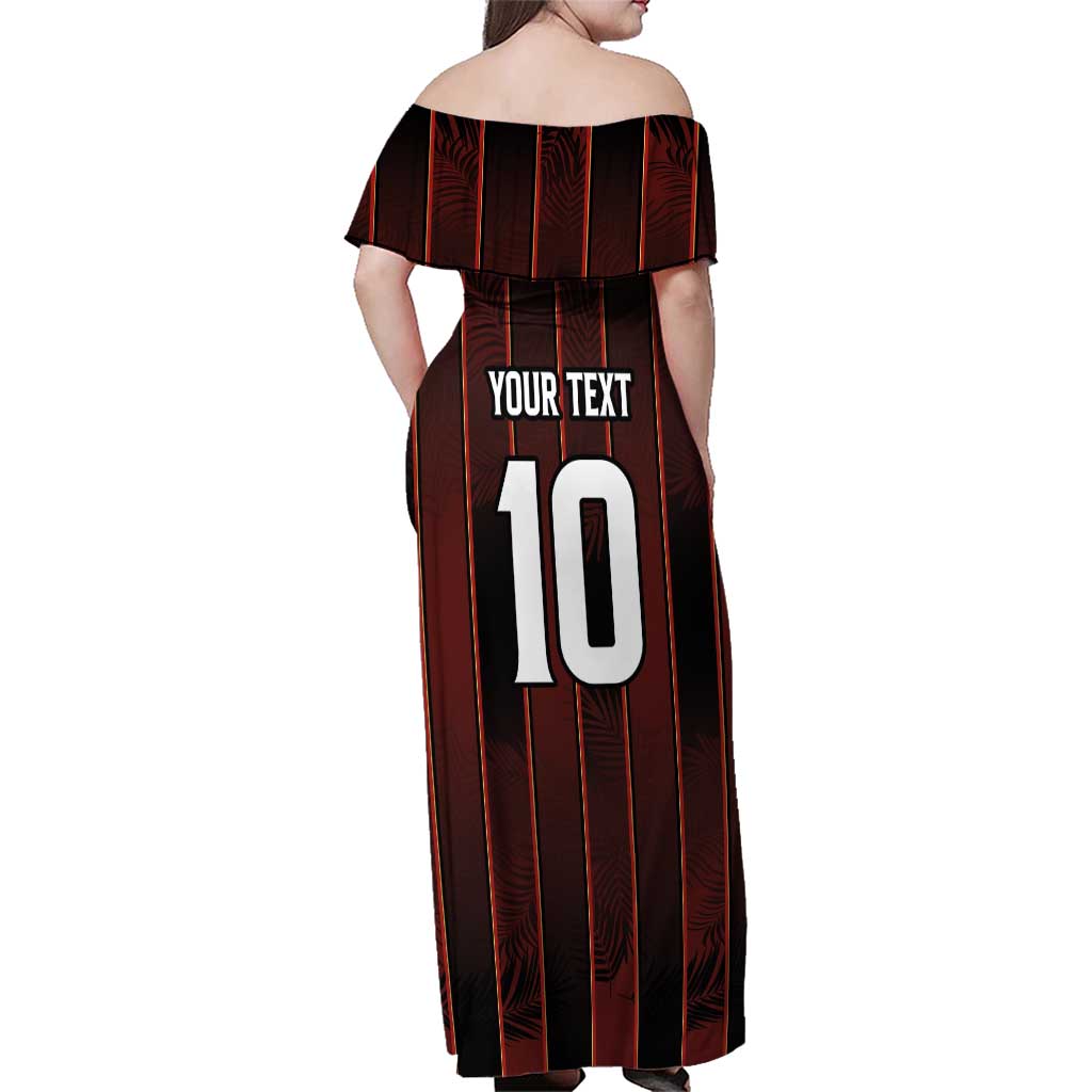 Custom Trinbago Cricket Knight Riders Family Matching Off Shoulder Maxi Dress and Hawaiian Shirt Palm Leaves with Vertical Stripes Sporty Style - Wonder Print Shop