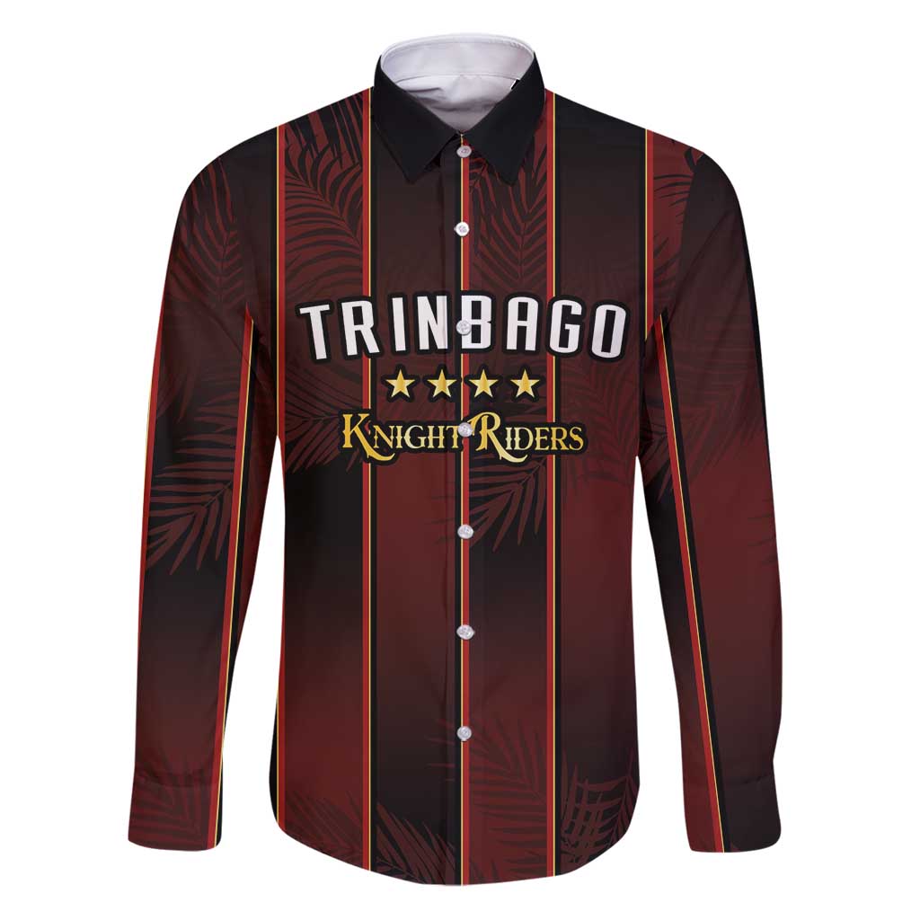 Custom Trinbago Cricket Knight Riders Family Matching Puletasi and Hawaiian Shirt Palm Leaves with Vertical Stripes Sporty Style - Wonder Print Shop