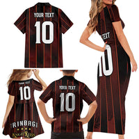 Custom Trinbago Cricket Knight Riders Family Matching Short Sleeve Bodycon Dress and Hawaiian Shirt Palm Leaves with Vertical Stripes Sporty Style - Wonder Print Shop