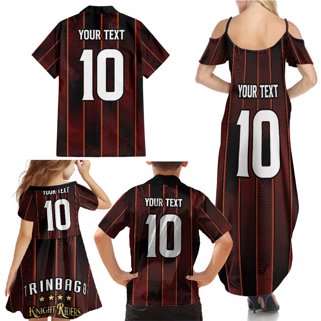 Custom Trinbago Cricket Knight Riders Family Matching Summer Maxi Dress and Hawaiian Shirt Palm Leaves with Vertical Stripes Sporty Style - Wonder Print Shop