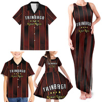 Custom Trinbago Cricket Knight Riders Family Matching Tank Maxi Dress and Hawaiian Shirt Palm Leaves with Vertical Stripes Sporty Style - Wonder Print Shop