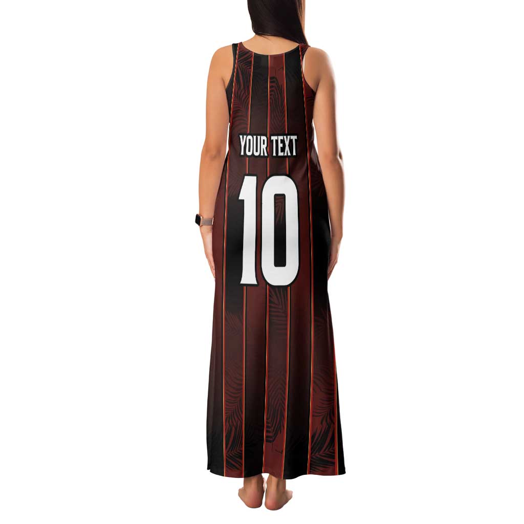 Custom Trinbago Cricket Knight Riders Family Matching Tank Maxi Dress and Hawaiian Shirt Palm Leaves with Vertical Stripes Sporty Style - Wonder Print Shop