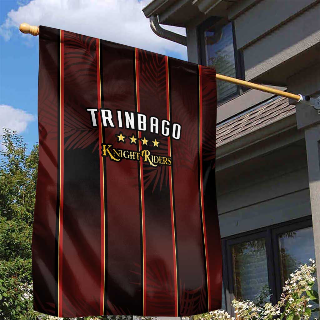 Trinbago Cricket Knight Riders Garden Flag Palm Leaves with Vertical Stripes Sporty Style - Wonder Print Shop
