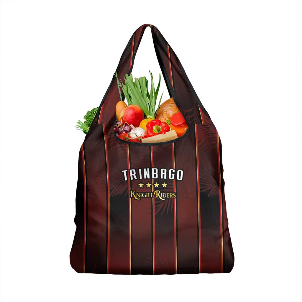 Trinbago Cricket Knight Riders Grocery Bag Palm Leaves with Vertical Stripes Sporty Style - Wonder Print Shop