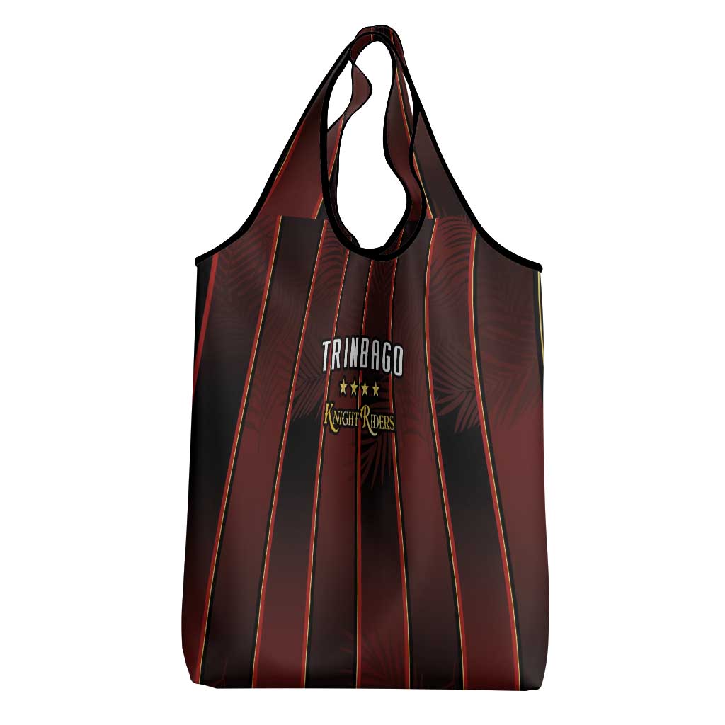 Trinbago Cricket Knight Riders Grocery Bag Palm Leaves with Vertical Stripes Sporty Style - Wonder Print Shop