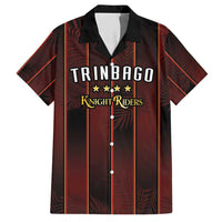 Custom Trinbago Cricket Knight Riders Hawaiian Shirt Palm Leaves with Vertical Stripes Sporty Style - Wonder Print Shop