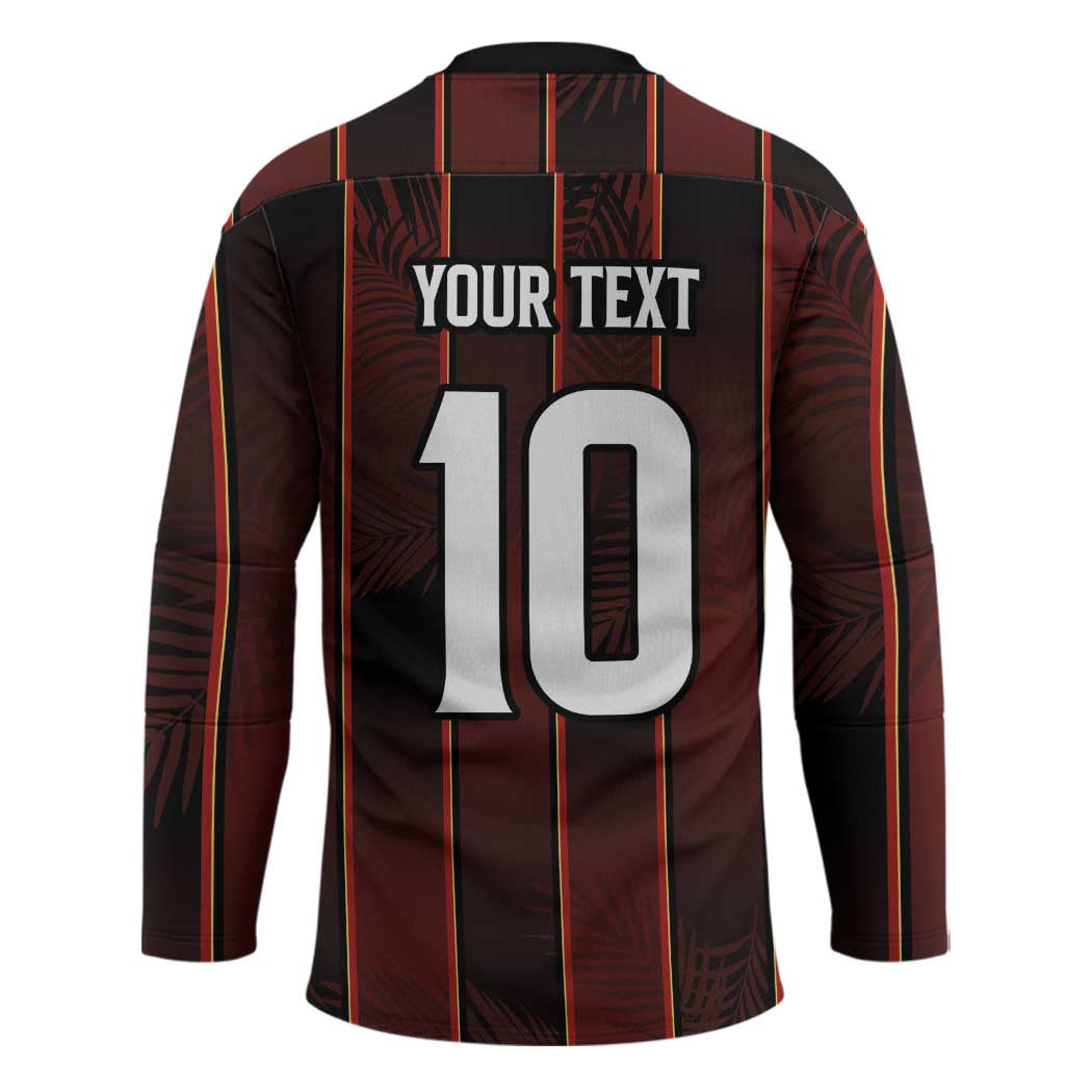 Custom Trinbago Cricket Knight Riders Hockey Jersey Palm Leaves with Vertical Stripes Sporty Style - Wonder Print Shop