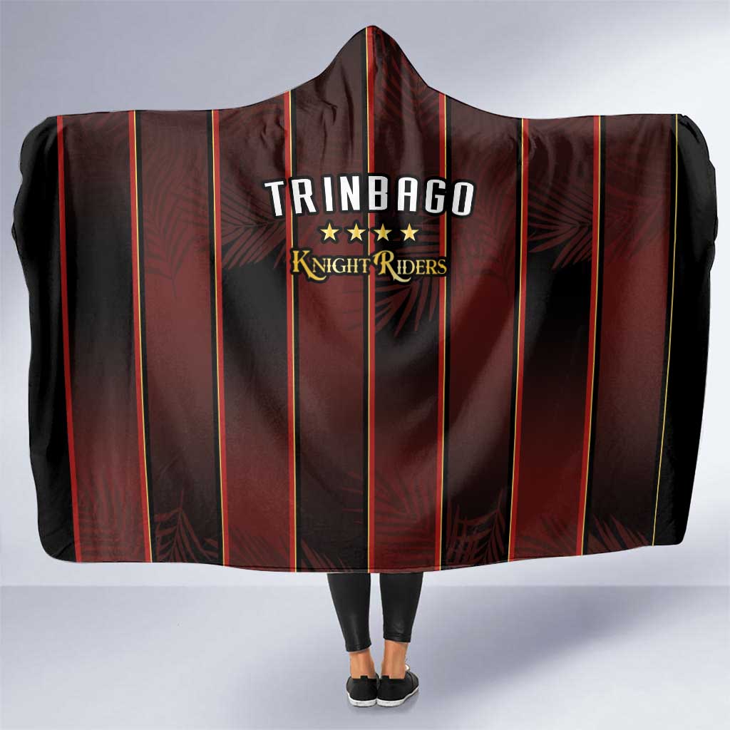 Trinbago Cricket Knight Riders Hooded Blanket Palm Leaves with Vertical Stripes Sporty Style - Wonder Print Shop