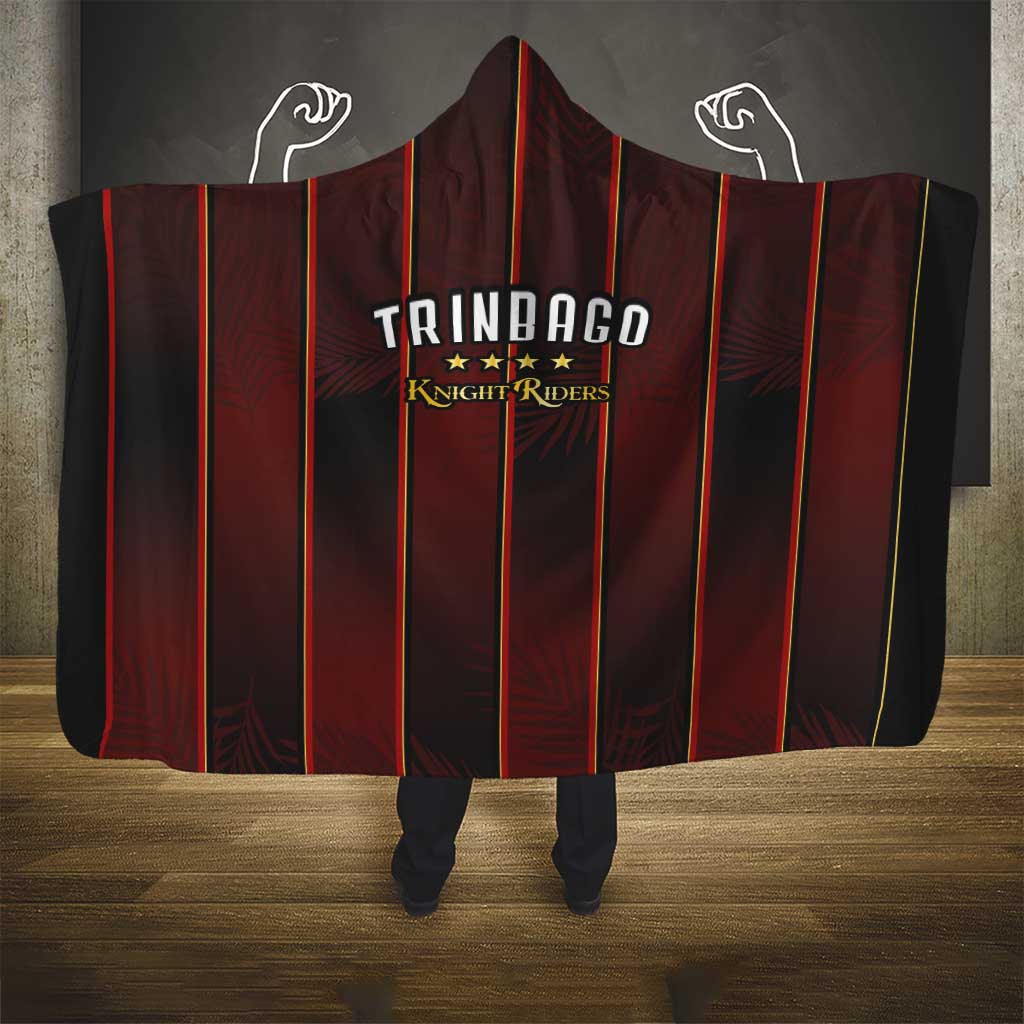 Trinbago Cricket Knight Riders Hooded Blanket Palm Leaves with Vertical Stripes Sporty Style - Wonder Print Shop