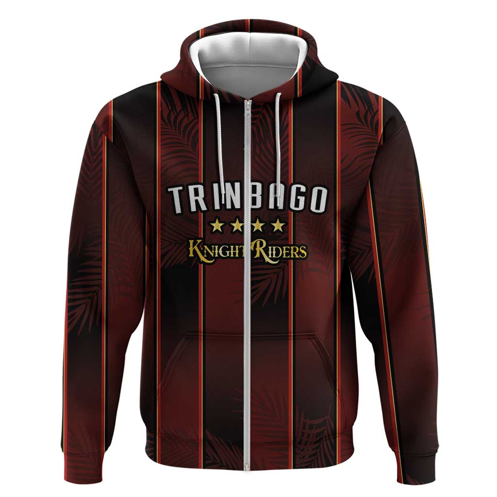 Custom Trinbago Cricket Knight Riders Hoodie Palm Leaves with Vertical Stripes Sporty Style - Wonder Print Shop