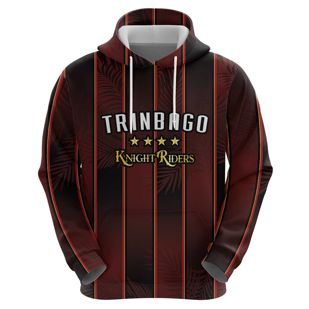 Custom Trinbago Cricket Knight Riders Hoodie Palm Leaves with Vertical Stripes Sporty Style - Wonder Print Shop