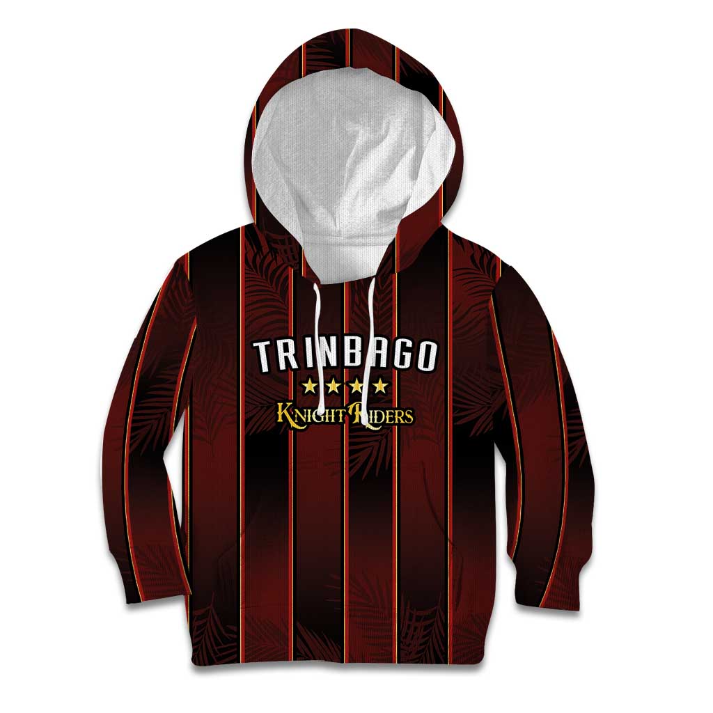 Custom Trinbago Cricket Knight Riders Kid Hoodie Palm Leaves with Vertical Stripes Sporty Style - Wonder Print Shop
