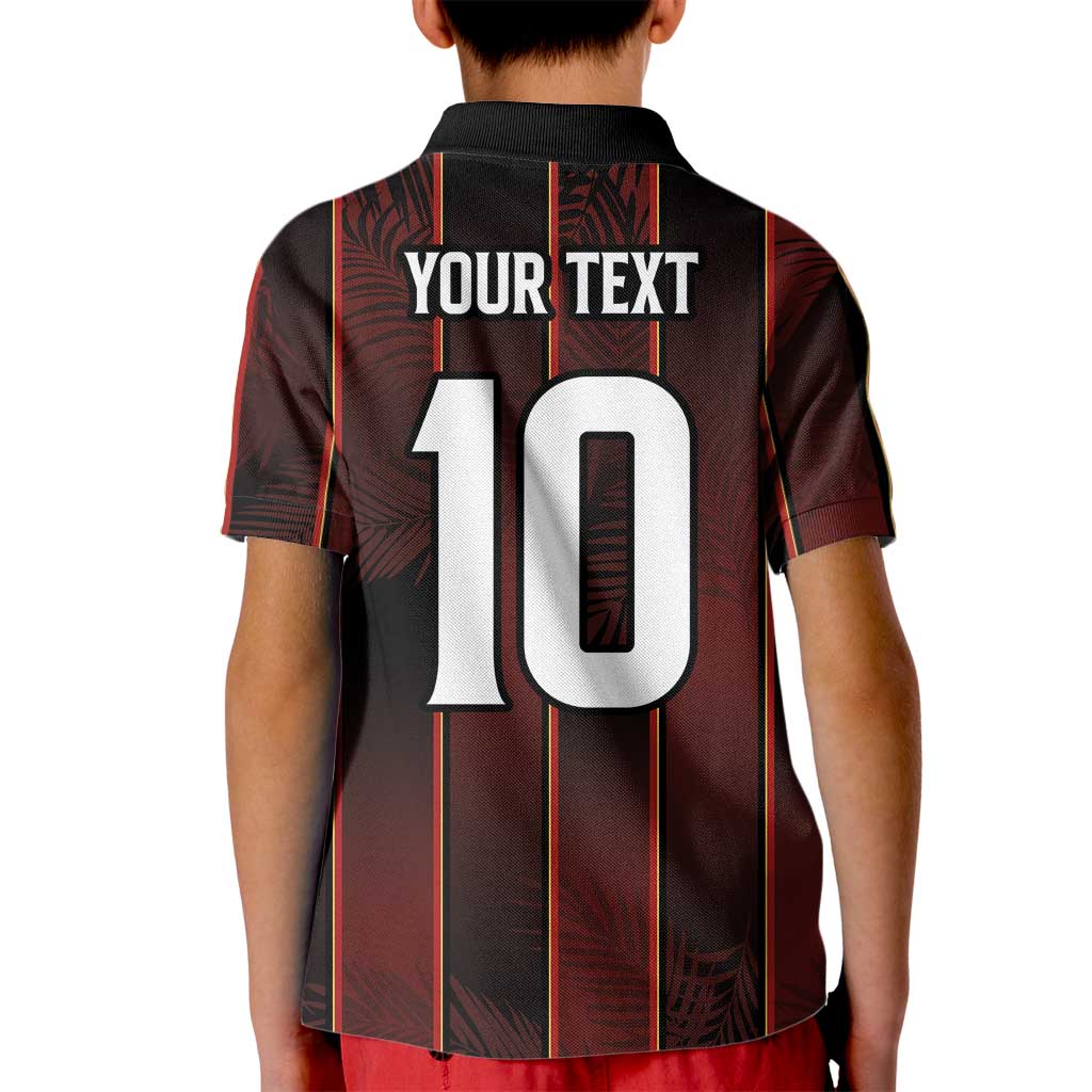 Custom Trinbago Cricket Knight Riders Kid Polo Shirt Palm Leaves with Vertical Stripes Sporty Style - Wonder Print Shop