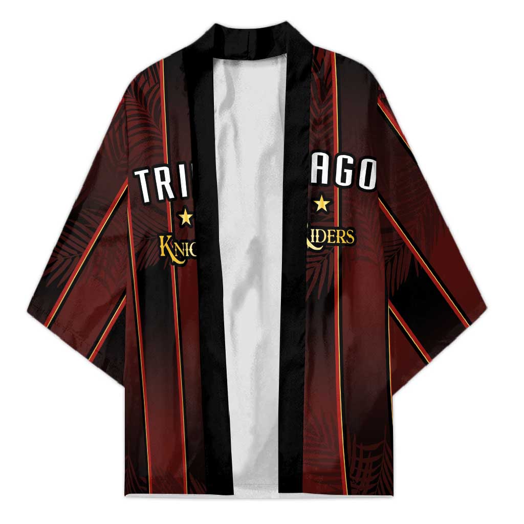 Custom Trinbago Cricket Knight Riders Kimono Palm Leaves with Vertical Stripes Sporty Style - Wonder Print Shop
