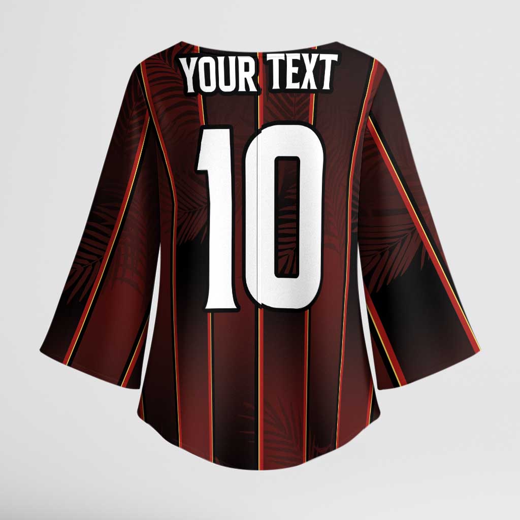 Custom Trinbago Cricket Knight Riders Kimono Sleeve Blouse Palm Leaves with Vertical Stripes Sporty Style - Wonder Print Shop