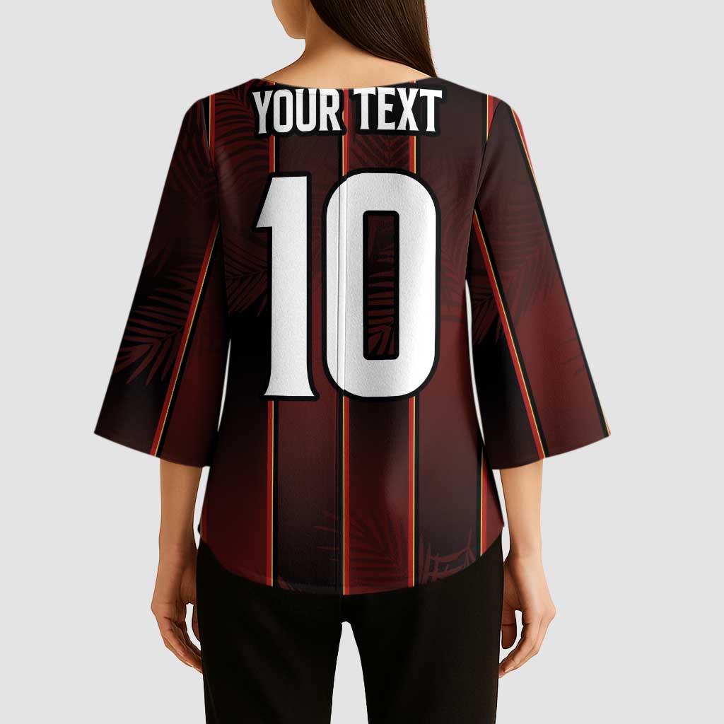 Custom Trinbago Cricket Knight Riders Kimono Sleeve Blouse Palm Leaves with Vertical Stripes Sporty Style - Wonder Print Shop