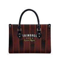 Trinbago Cricket Knight Riders Leather Bag Palm Leaves with Vertical Stripes Sporty Style - Wonder Print Shop
