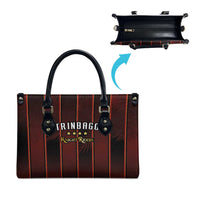 Trinbago Cricket Knight Riders Leather Bag Palm Leaves with Vertical Stripes Sporty Style - Wonder Print Shop