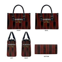 Trinbago Cricket Knight Riders Leather Bag Palm Leaves with Vertical Stripes Sporty Style - Wonder Print Shop