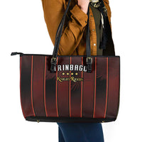 Trinbago Cricket Knight Riders Leather Tote Bag Palm Leaves with Vertical Stripes Sporty Style - Wonder Print Shop