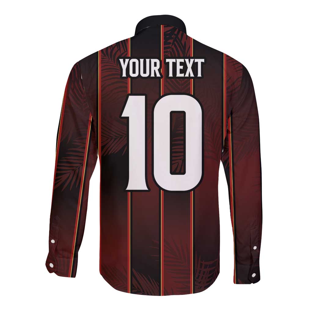 Custom Trinbago Cricket Knight Riders Long Sleeve Button Shirt Palm Leaves with Vertical Stripes Sporty Style - Wonder Print Shop