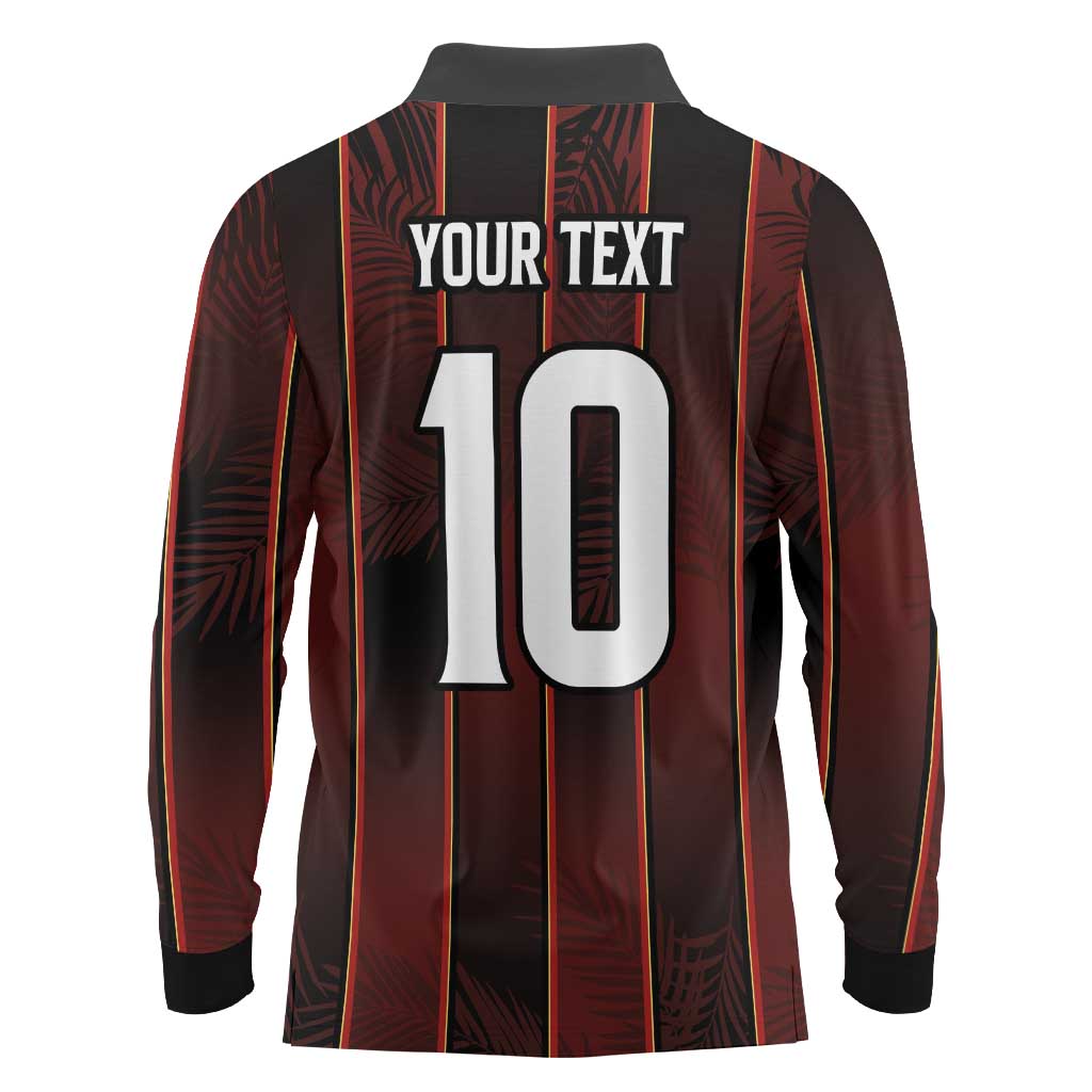 Custom Trinbago Cricket Knight Riders Long Sleeve Polo Shirt Palm Leaves with Vertical Stripes Sporty Style - Wonder Print Shop