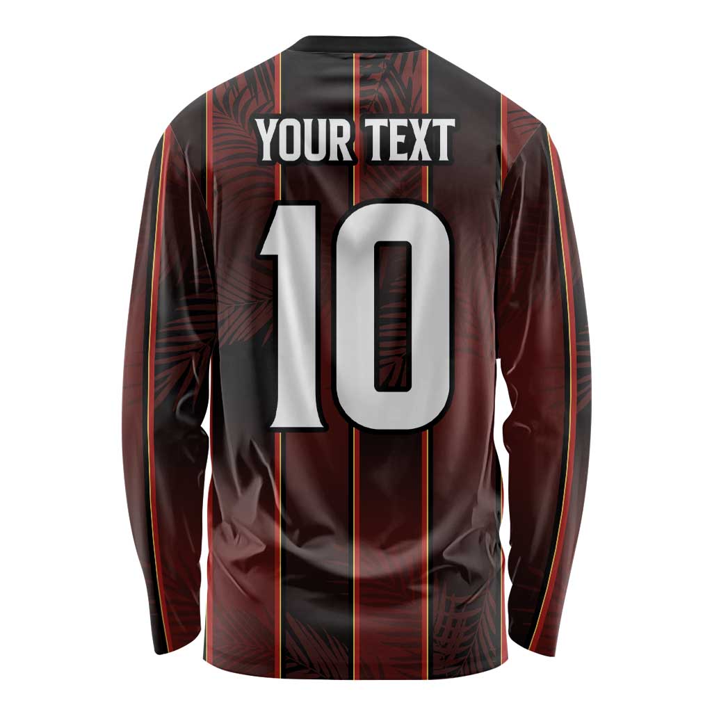 Custom Trinbago Cricket Knight Riders Long Sleeve Shirt Palm Leaves with Vertical Stripes Sporty Style - Wonder Print Shop