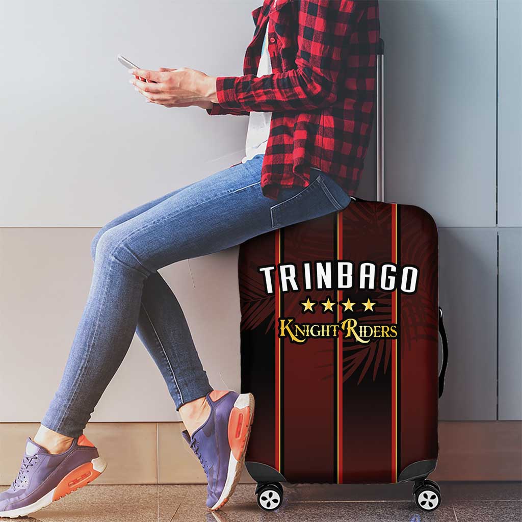 Trinbago Cricket Knight Riders Luggage Cover Palm Leaves with Vertical Stripes Sporty Style - Wonder Print Shop