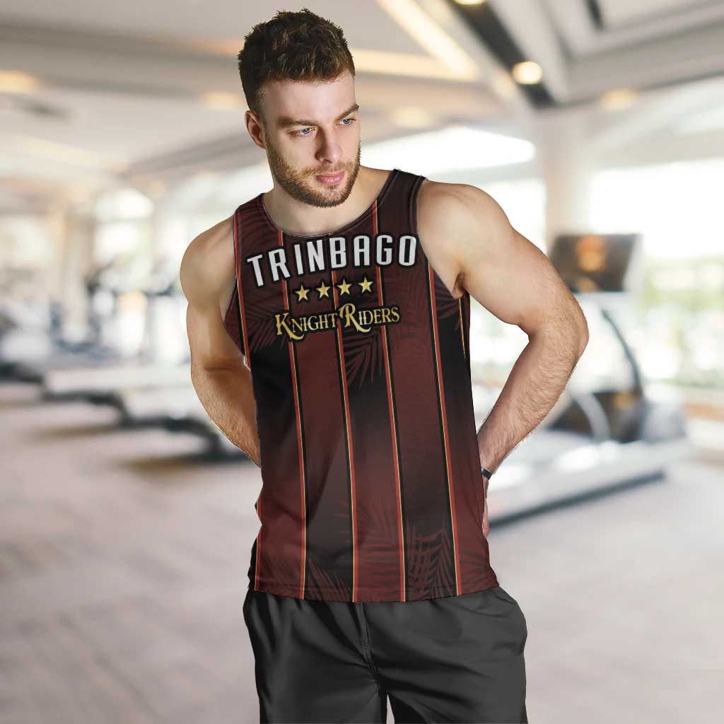 Custom Trinbago Cricket Knight Riders Men Tank Top Palm Leaves with Vertical Stripes Sporty Style - Wonder Print Shop