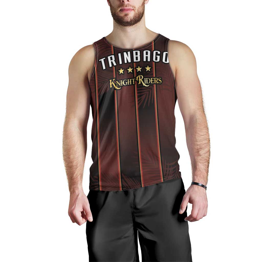 Custom Trinbago Cricket Knight Riders Men Tank Top Palm Leaves with Vertical Stripes Sporty Style - Wonder Print Shop