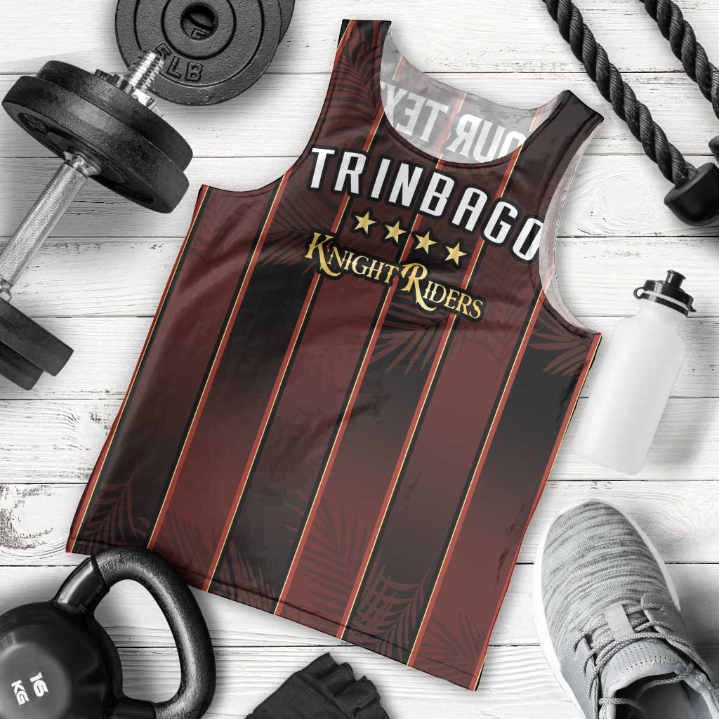 Custom Trinbago Cricket Knight Riders Men Tank Top Palm Leaves with Vertical Stripes Sporty Style - Wonder Print Shop
