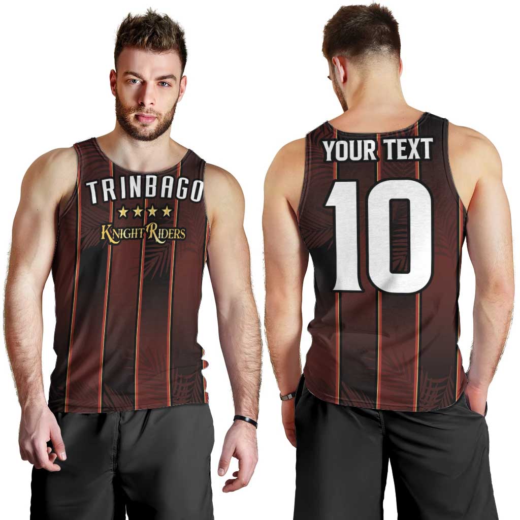 Custom Trinbago Cricket Knight Riders Men Tank Top Palm Leaves with Vertical Stripes Sporty Style - Wonder Print Shop