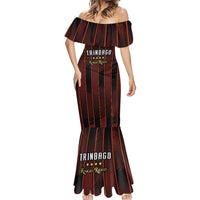 Custom Trinbago Cricket Knight Riders Mermaid Dress Palm Leaves with Vertical Stripes Sporty Style - Wonder Print Shop