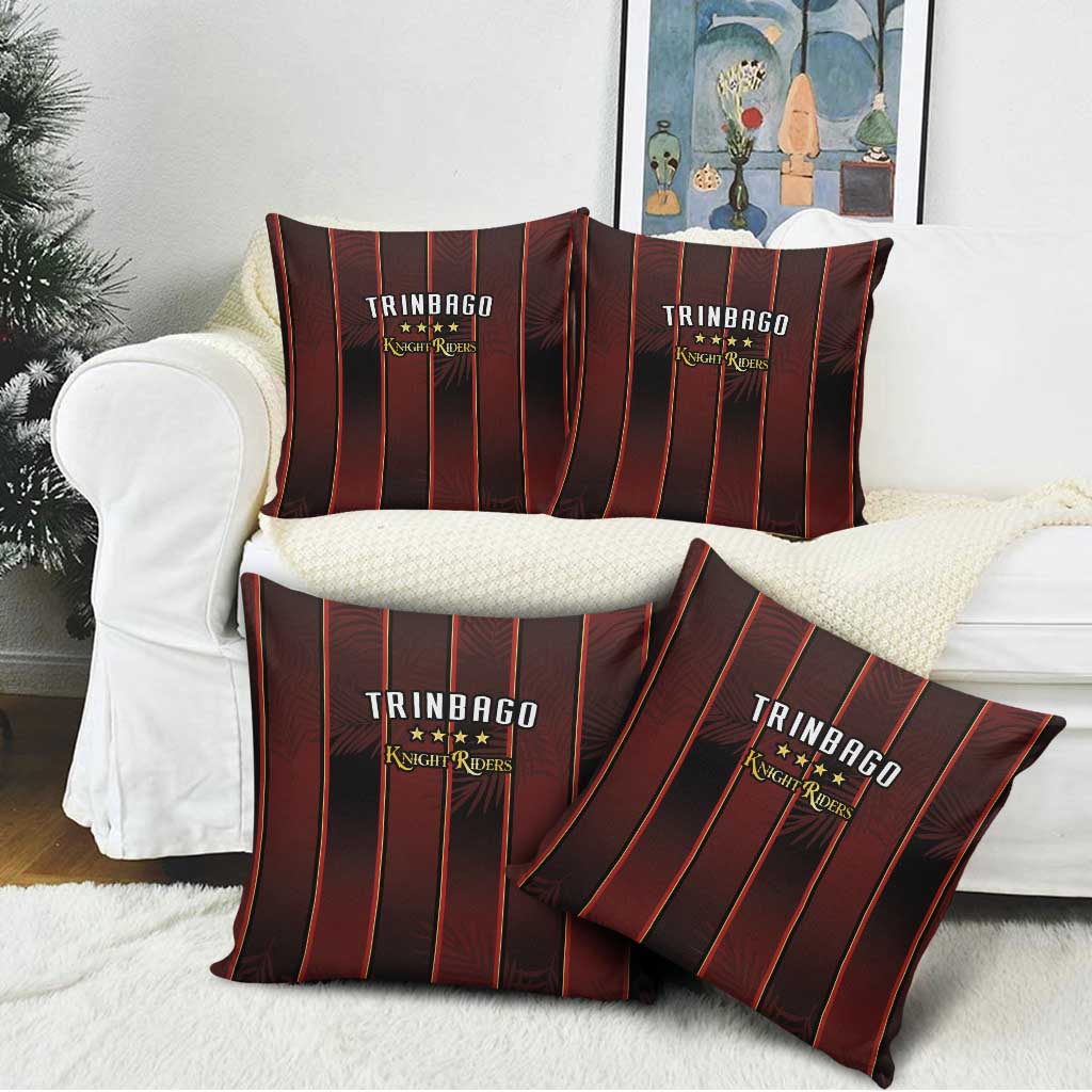 Trinbago Cricket Knight Riders Pillow Cover Palm Leaves with Vertical Stripes Sporty Style - Wonder Print Shop