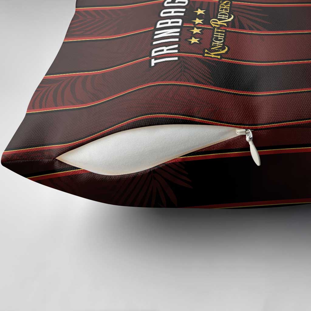 Trinbago Cricket Knight Riders Pillow Cover Palm Leaves with Vertical Stripes Sporty Style - Wonder Print Shop