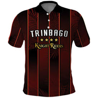 Custom Trinbago Cricket Knight Riders Polo Shirt Palm Leaves with Vertical Stripes Sporty Style - Wonder Print Shop
