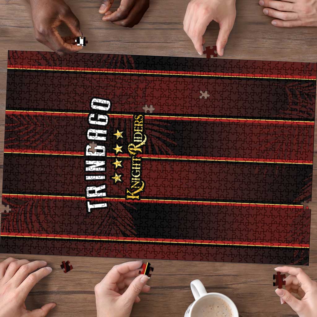 Trinbago Cricket Knight Riders Puzzle Palm Leaves with Vertical Stripes Sporty Style - Wonder Print Shop