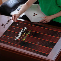 Trinbago Cricket Knight Riders Puzzle Palm Leaves with Vertical Stripes Sporty Style - Wonder Print Shop