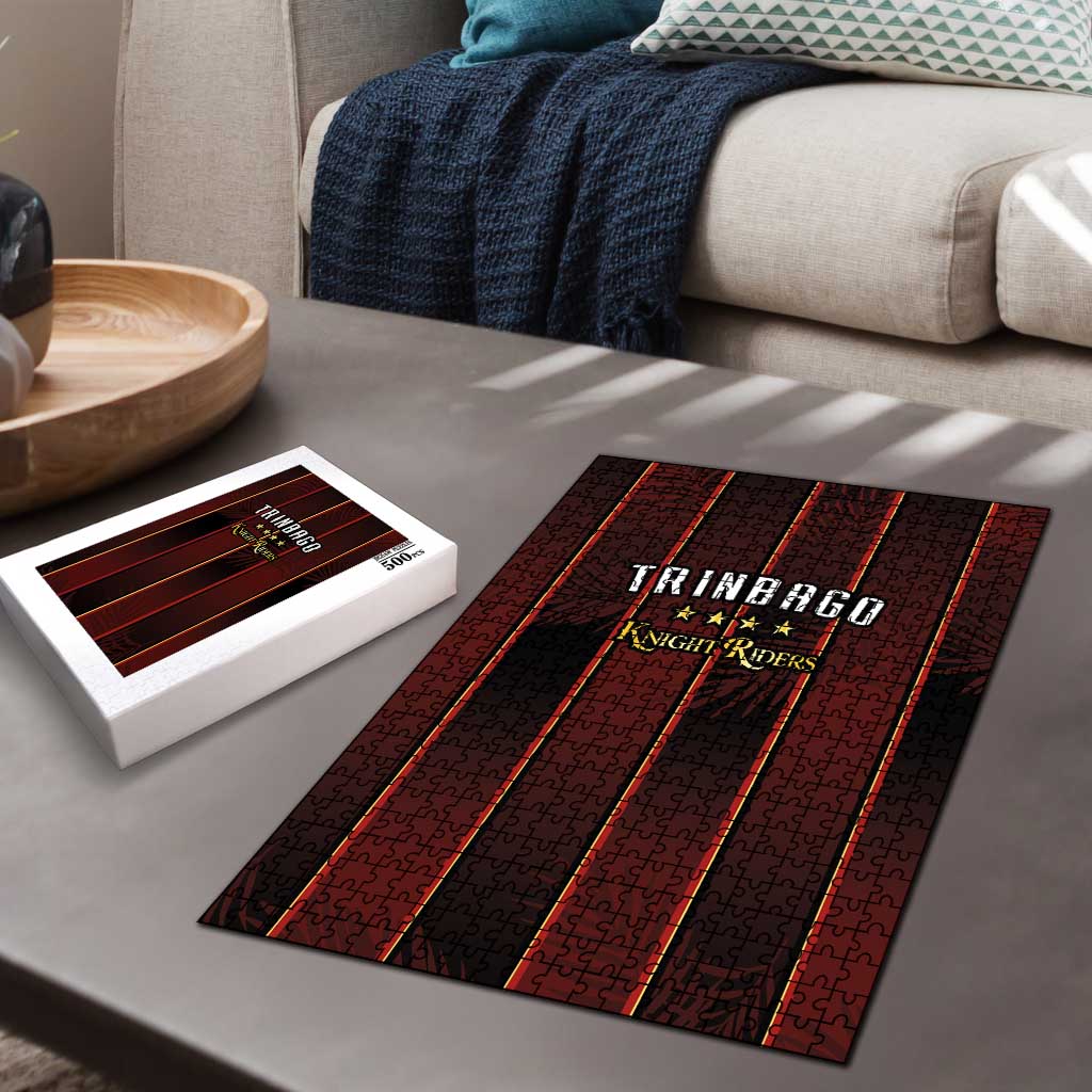 Trinbago Cricket Knight Riders Puzzle Palm Leaves with Vertical Stripes Sporty Style - Wonder Print Shop