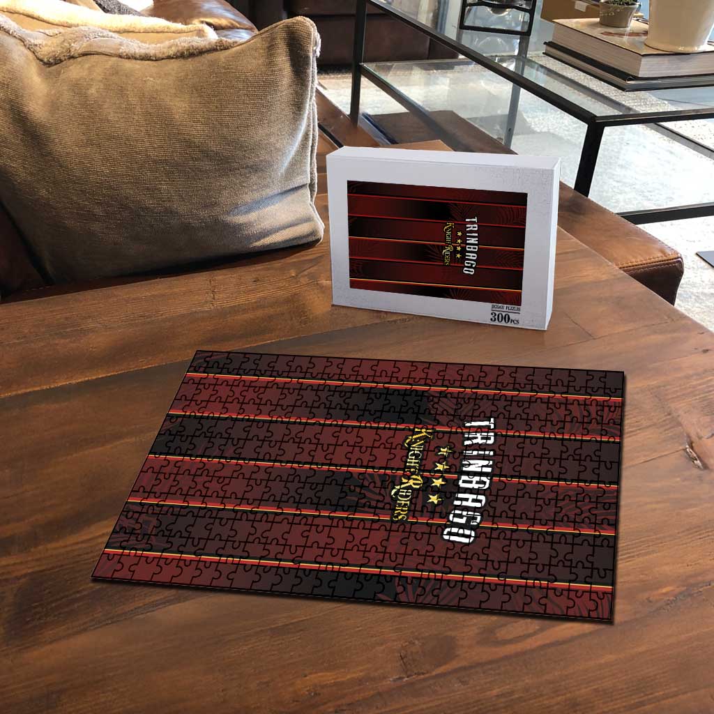 Trinbago Cricket Knight Riders Puzzle Palm Leaves with Vertical Stripes Sporty Style - Wonder Print Shop