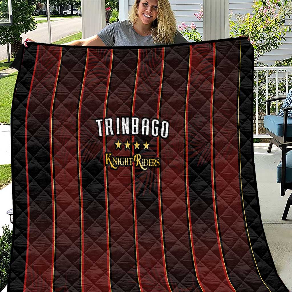 Trinbago Cricket Knight Riders Quilt Palm Leaves with Vertical Stripes Sporty Style - Wonder Print Shop