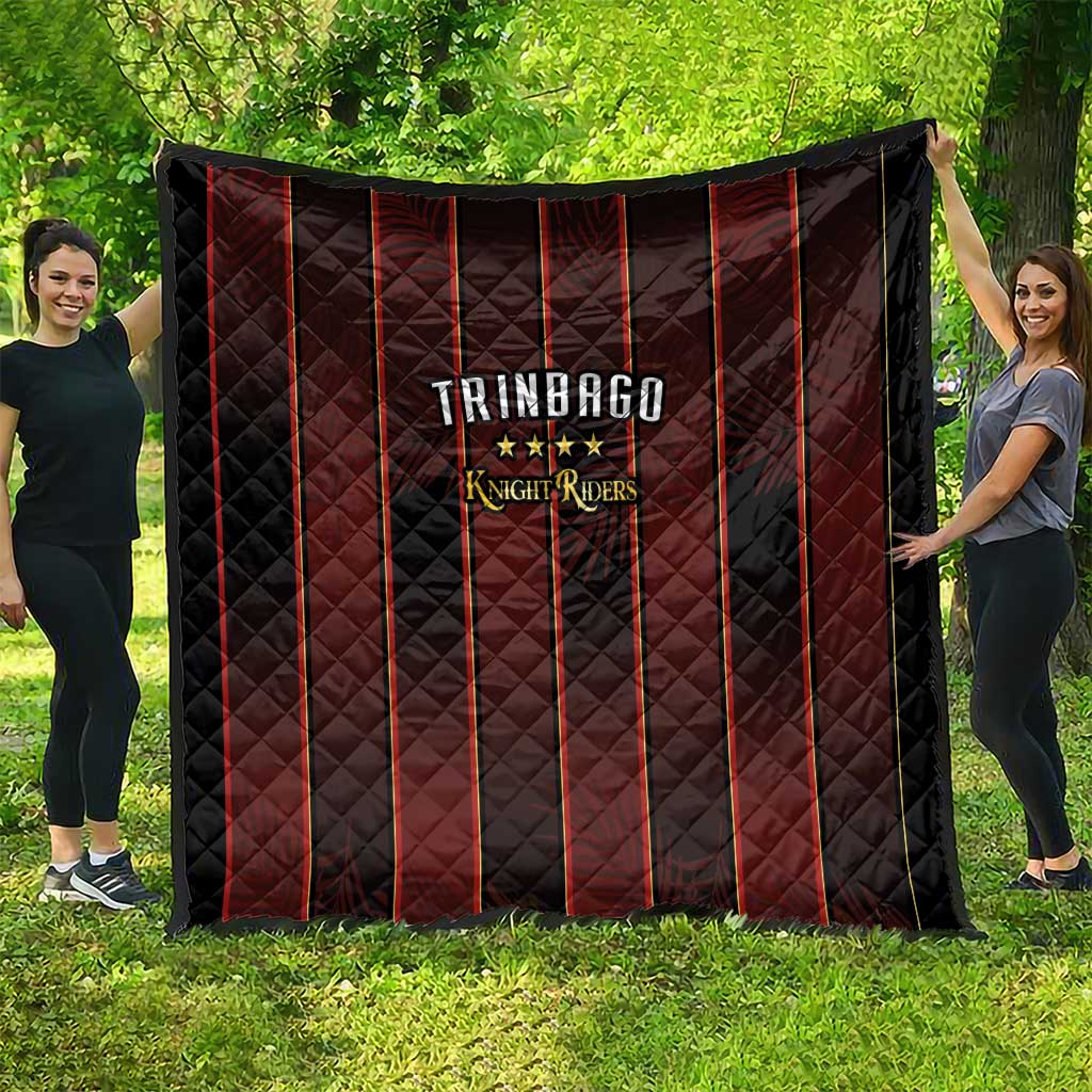 Trinbago Cricket Knight Riders Quilt Palm Leaves with Vertical Stripes Sporty Style - Wonder Print Shop