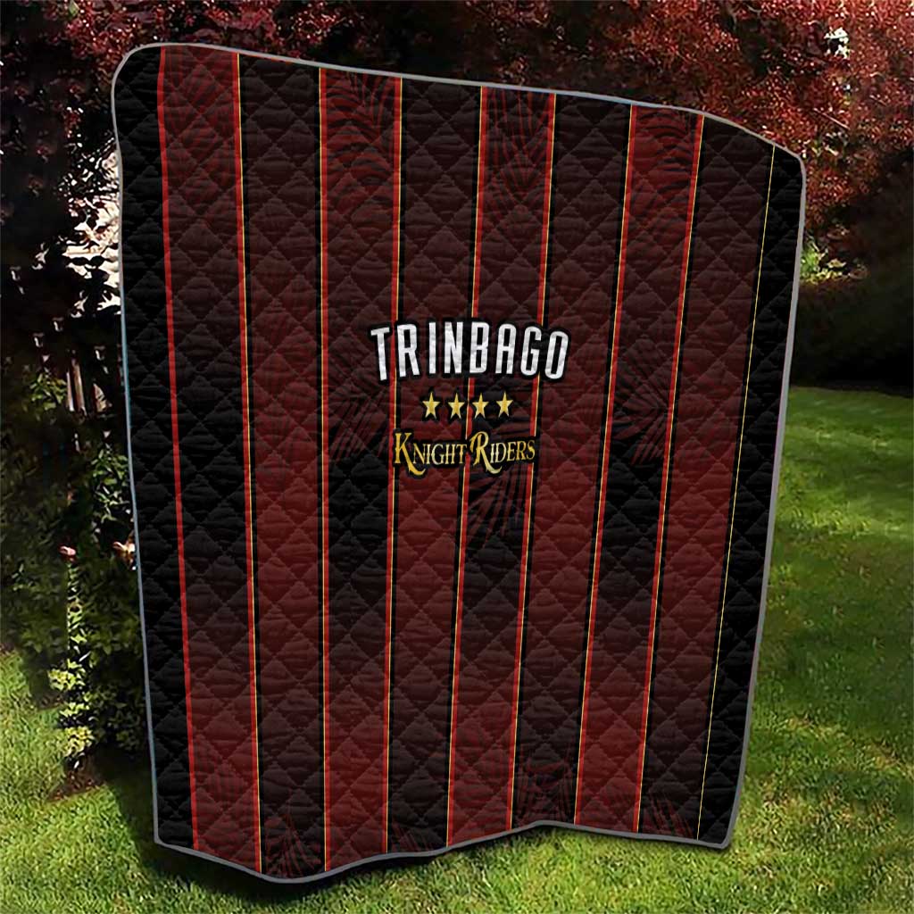 Trinbago Cricket Knight Riders Quilt Palm Leaves with Vertical Stripes Sporty Style - Wonder Print Shop
