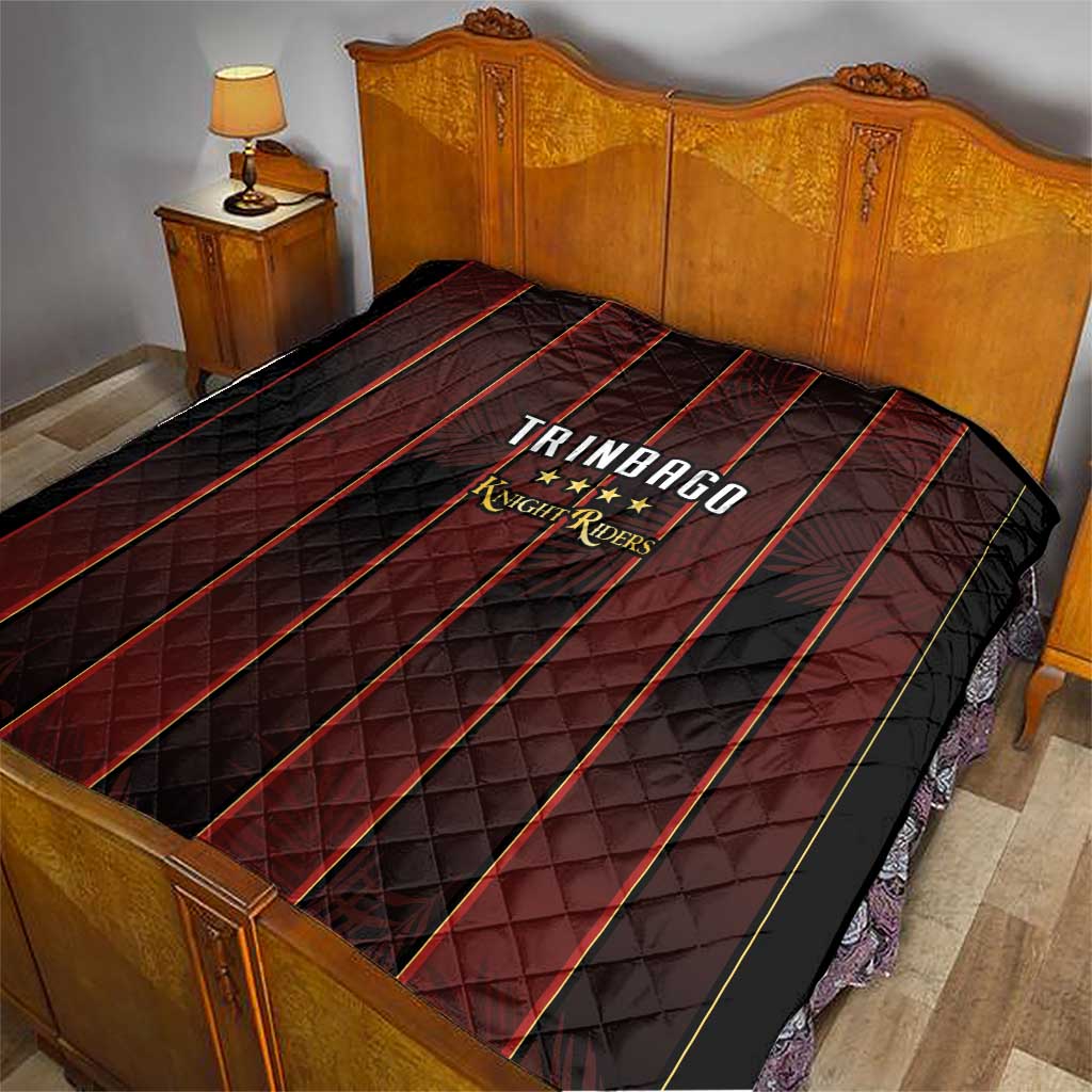 Trinbago Cricket Knight Riders Quilt Palm Leaves with Vertical Stripes Sporty Style - Wonder Print Shop