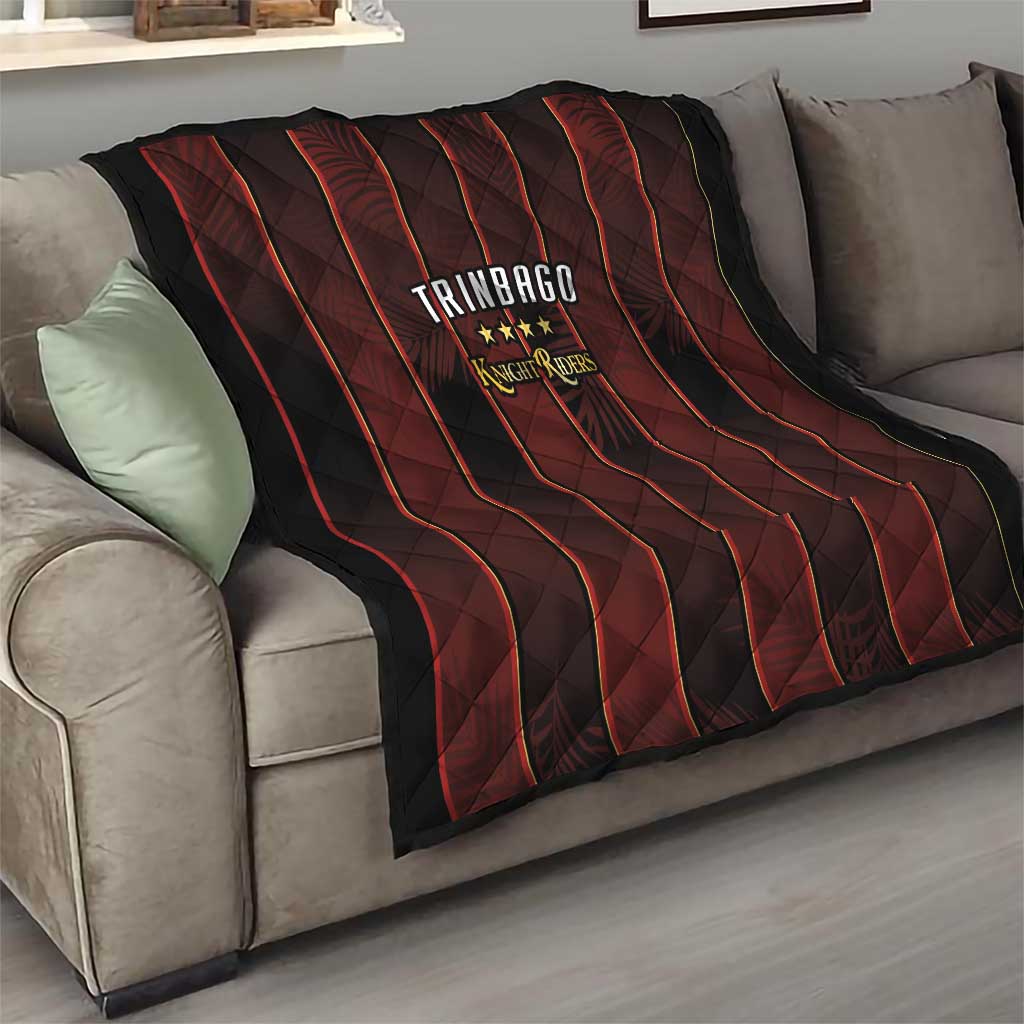 Trinbago Cricket Knight Riders Quilt Palm Leaves with Vertical Stripes Sporty Style - Wonder Print Shop