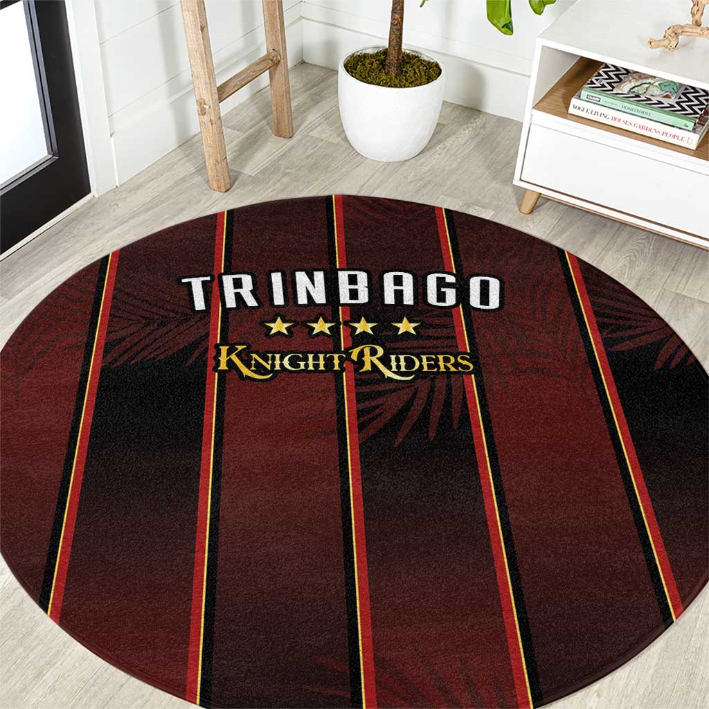 Trinbago Cricket Knight Riders Round Carpet Palm Leaves with Vertical Stripes Sporty Style - Wonder Print Shop