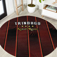 Trinbago Cricket Knight Riders Round Carpet Palm Leaves with Vertical Stripes Sporty Style - Wonder Print Shop