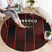 Trinbago Cricket Knight Riders Round Carpet Palm Leaves with Vertical Stripes Sporty Style - Wonder Print Shop